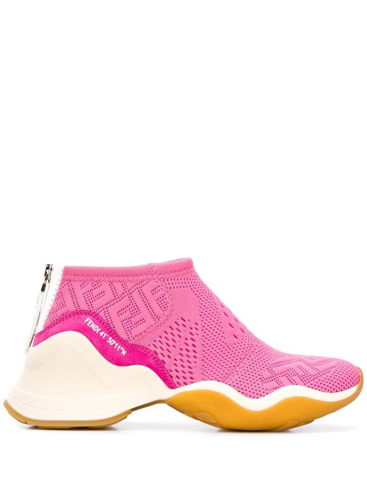 Fendi Mesh Ff Logo Sneakers - Pink