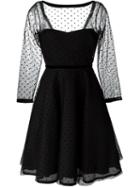 Marc By Marc Jacobs Embroidered Dot Tulle Flared Dress, Women's, Size: 4, Black, Nylon/polyester/silk/acetate
