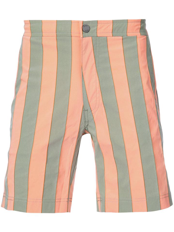 Onia Calder 7.5 Striped Swim Trunks - Yellow & Orange