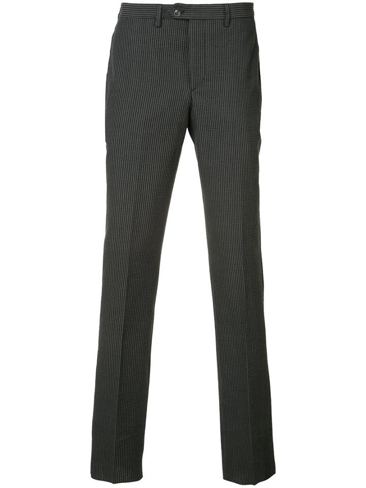 Officine Generale - Striped Tailored Trousers - Men - Cotton - 52, Black, Cotton