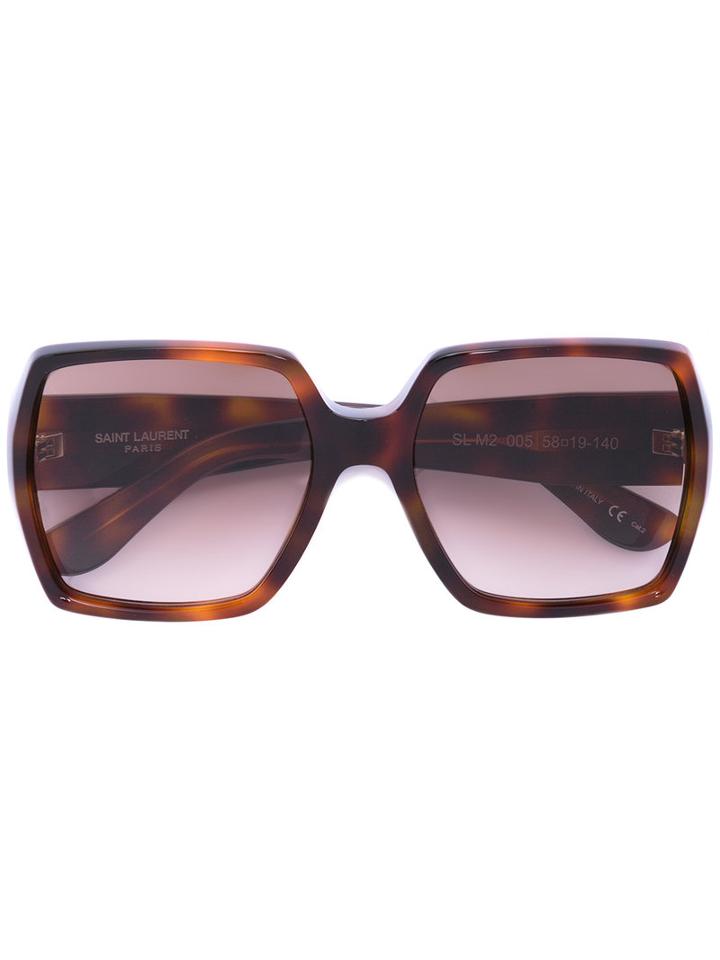Saint Laurent - Geometric Frame Sunglasses - Unisex - Acetate - One Size, Brown, Acetate