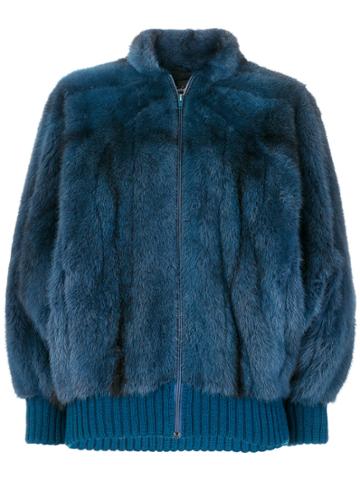 Christian Dior Vintage Mink Fur Bomber Jacket - Blue