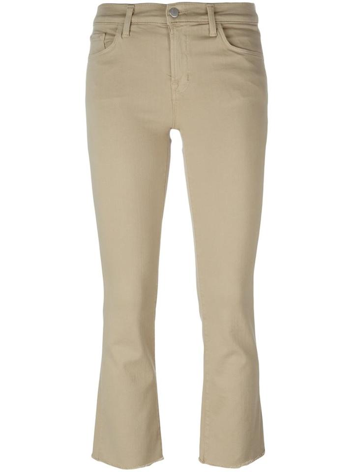 J Brand Flared Cropped Trousers, Women's, Size: 24, Nude/neutrals, Cotton/polyester/spandex/elastane