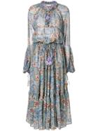 Anjuna Floral-print Midi Peasant Dress - Blue