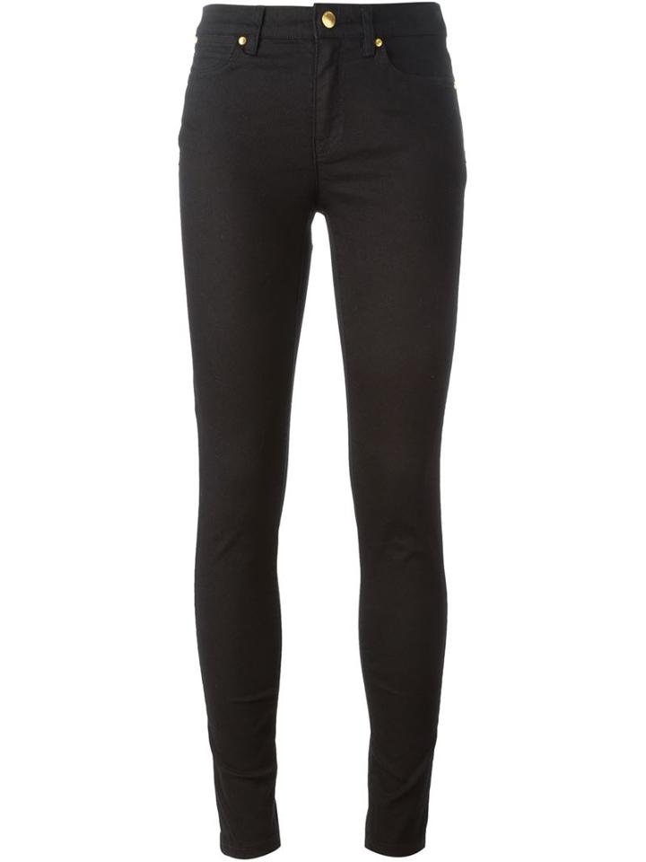 Michael Michael Kors Slim Fit Trousers, Women's, Size: 10, Black, Cotton/polyester/spandex/elastane