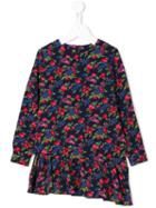 Msgm Kids - Asymmetric Floral Print Dress - Kids - Polyester - 12 Yrs, Blue