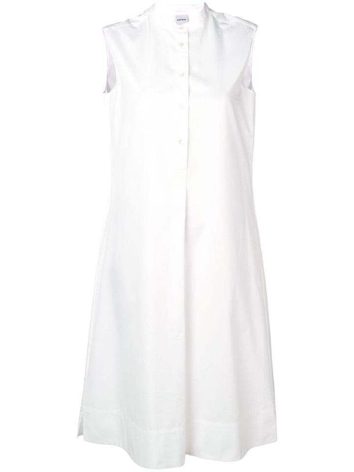Aspesi Band Collar Shirt Dress - White
