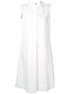 Aspesi Band Collar Shirt Dress - White