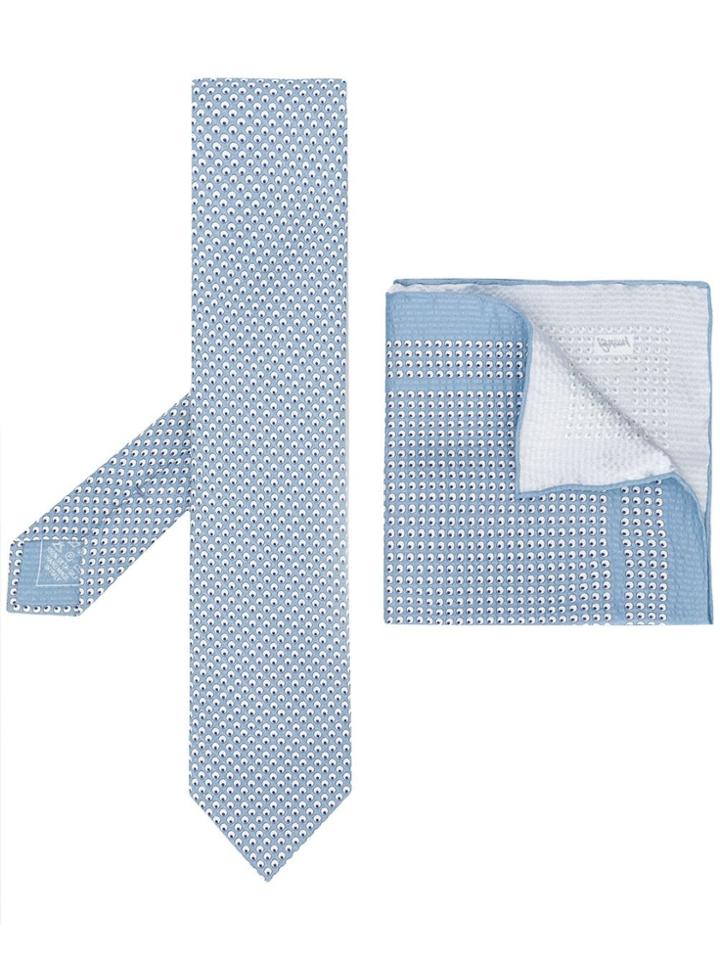 Brioni Dotted Tie And Pocket Square - Blue