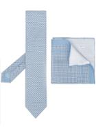 Brioni Dotted Tie And Pocket Square - Blue