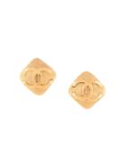 Chanel Pre-owned Rhombus Cc Clip-on Earrings - Gold