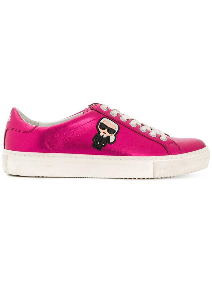 Karl Lagerfeld Kupsole Karl Ikonik Lo Lace Sneakers - Pink & Purple