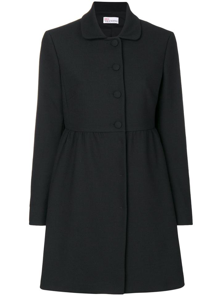 Red Valentino Gathered Detail Midi Coat - Black