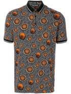 Dolce & Gabbana Abstract And Orange Print Polo Shirt - Black