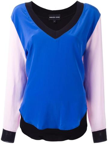 Penelophe's Sphere Colour Block Blouse, Women's, Size: Small, Blue, Silk
