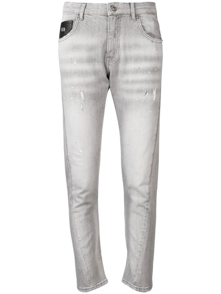 John Richmond Paint Splatter Slim Fit Jeans - Grey