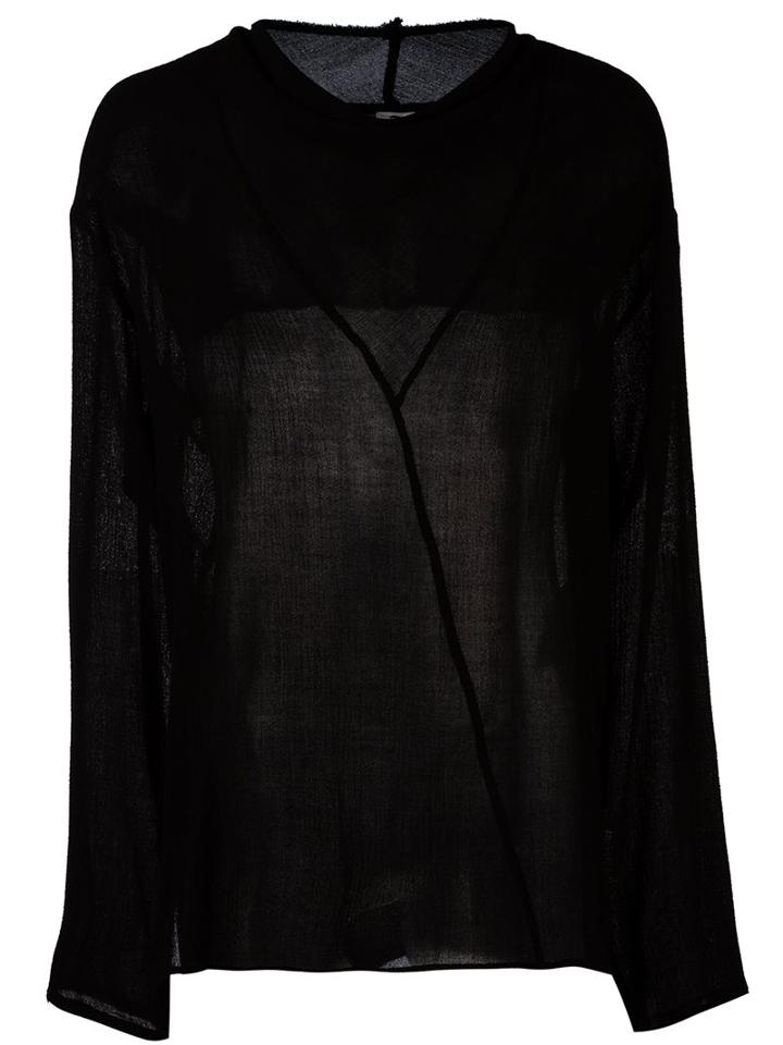 Damir Doma Creased Sheer Longsleeved Top, Men's, Size: Small, Black, Viscose/virgin Wool