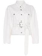Proenza Schouler Long Sleeve Belted Denim Jacket - White