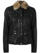 Belstaff 'attebury' Four Pocket Jacket, Women's, Size: 40, Black, Rabbit Fur/leather/triacetate/polyester