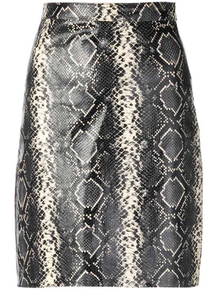 Manokhi Snakeskin Print Midi Skirt - Grey