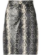 Manokhi Snakeskin Print Midi Skirt - Grey