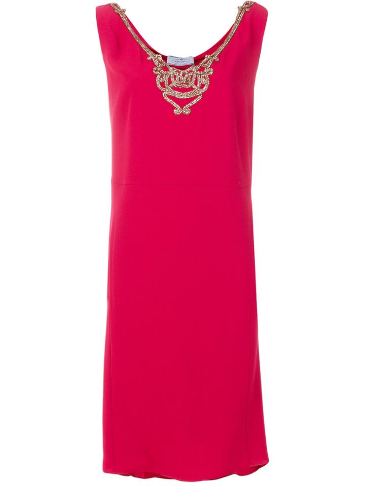 Prada Sablé Sleeveless Dress - Red