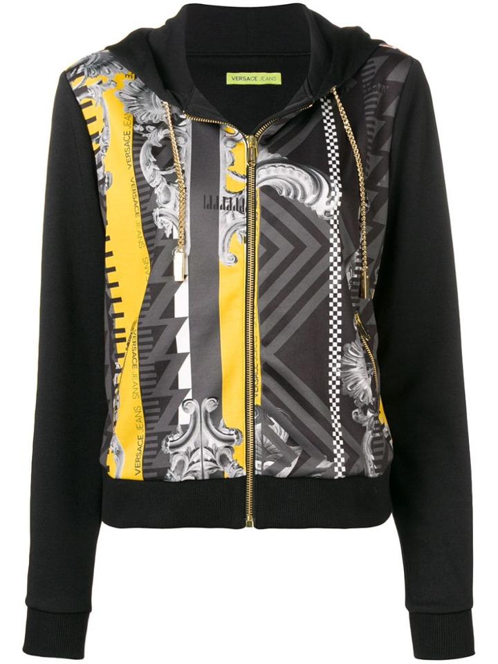 Versace Jeans Printed Panel Hoodie - Black