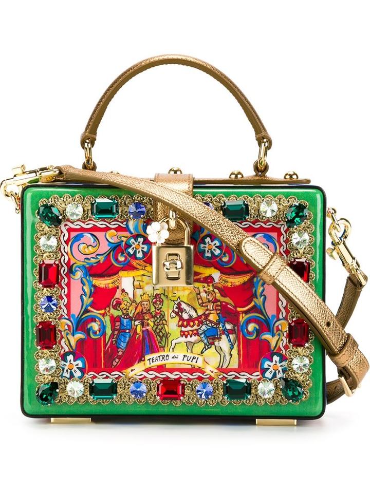 Dolce & Gabbana Dolce Box Tote, Women's, Silk/patent Leather/swarovski Crystal