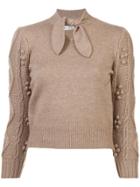 Co Tie Neck Sweater - Brown
