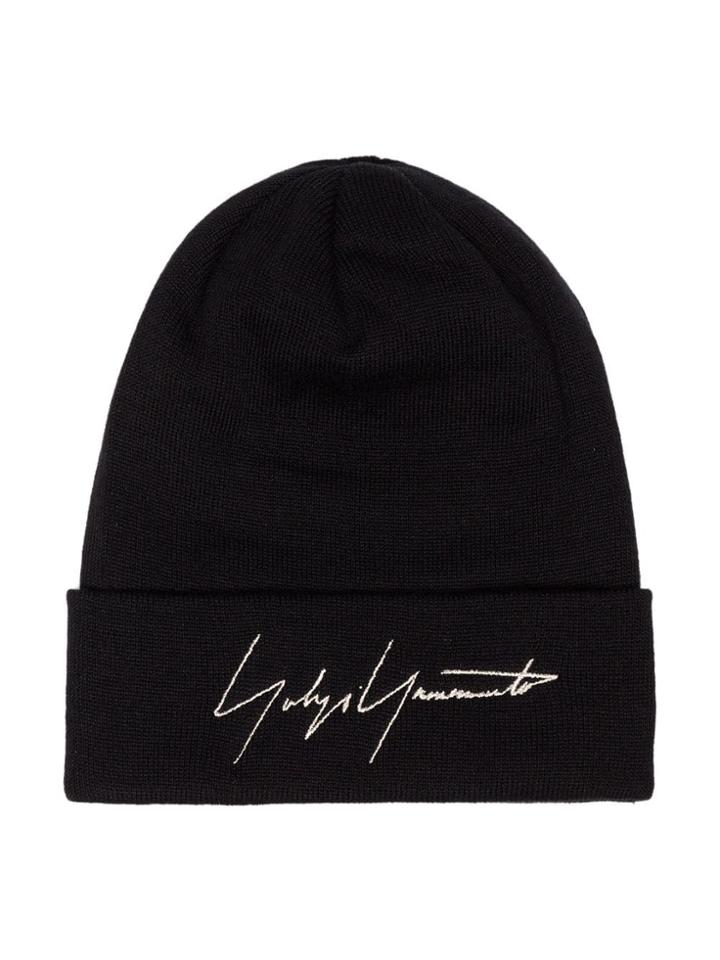 Yohji Yamamoto Logo Embroidered Beanie - Black