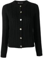 Versace Cable-knit Slim Cardigan - Black