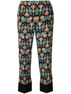Nº21 Déco-print Crêpe Cropped Pants - Black
