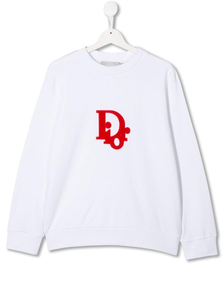 Baby Dior Teen Logo Embroidery Sweatshirt - White