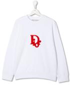Baby Dior Teen Logo Embroidery Sweatshirt - White