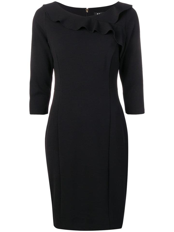 Dkny Frill-trim Fitted Dress - Black