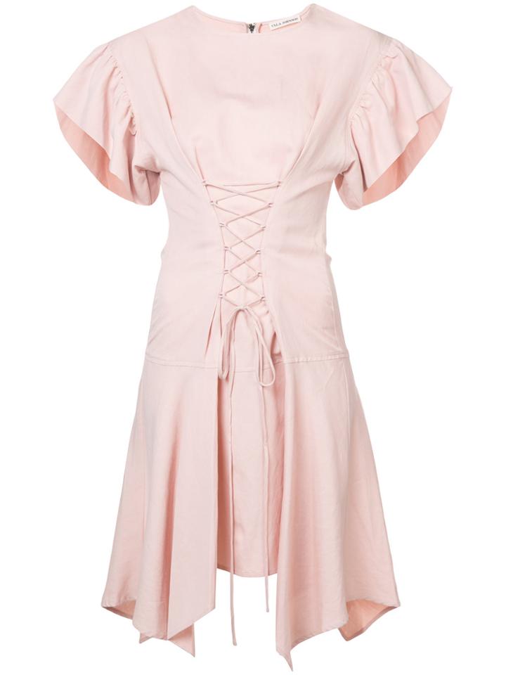 Ulla Johnson Lace Front Ruffle Dress - Pink & Purple