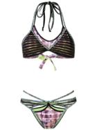 Janiero Printed Bikini Set, Women's, Size: Medium, Pink/purple, Elastodiene/polyamide