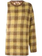 No21 Checked One Sleeve Jumper, Women's, Size: 42, Brown, Mohair/wool/polyamide