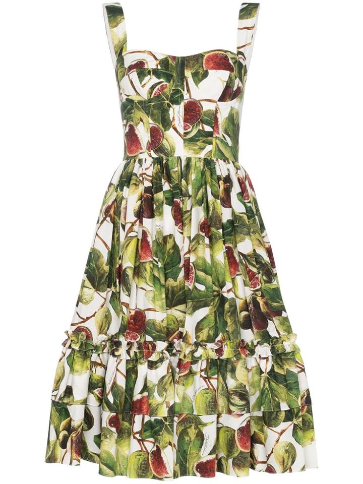 Dolce & Gabbana Fig Print Midi-dress - White