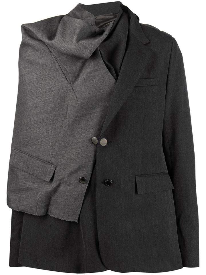 Fumito Ganryu Asymmetric Blazer - Black
