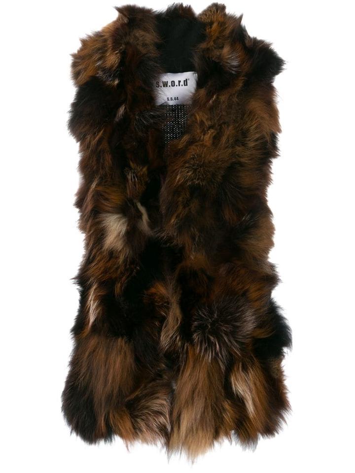 S.w.o.r.d 6.6.44 Fox Fur Gilet - Black