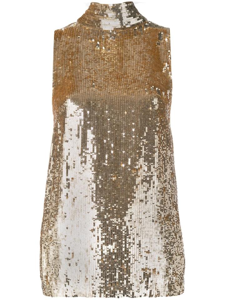 P.a.r.o.s.h. Sequin Sleeveless Top - Gold