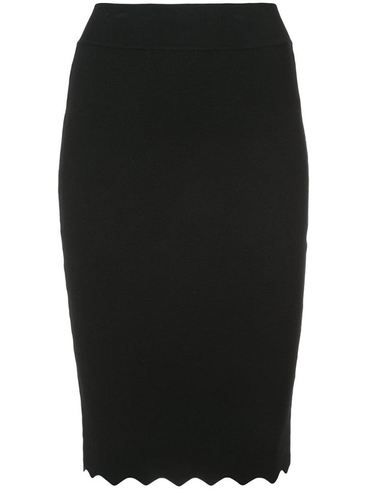Milly Scallop-hem Pencil Skirt - Black