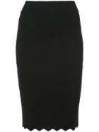 Milly Scallop-hem Pencil Skirt - Black