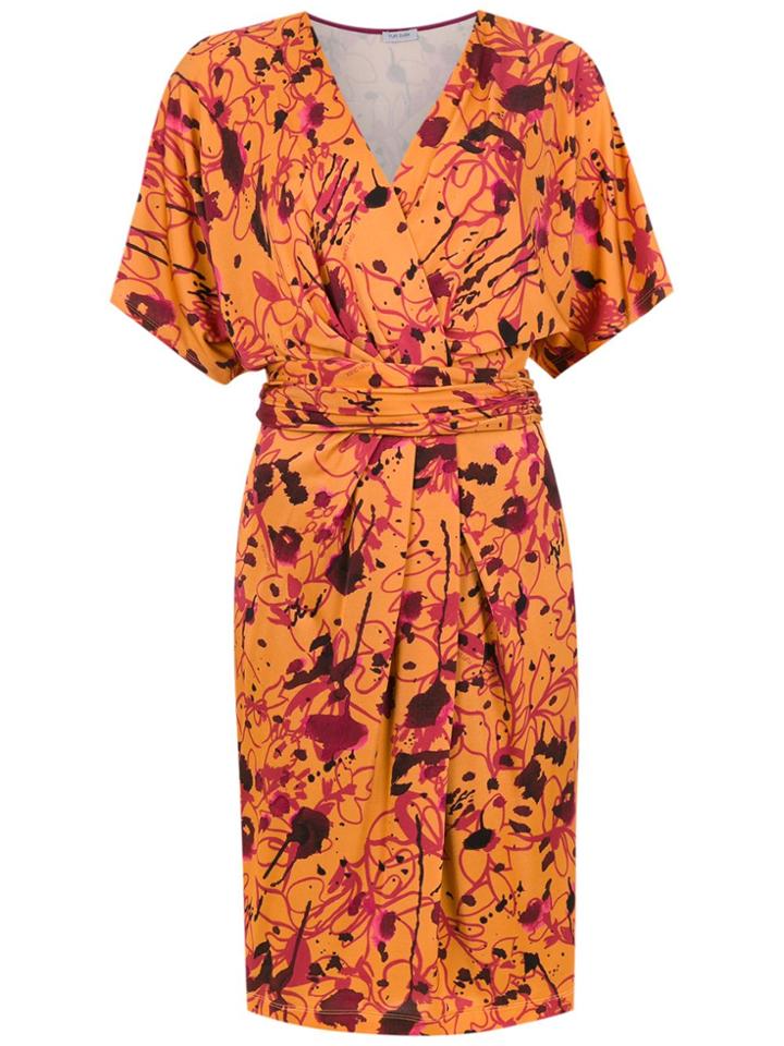 Tufi Duek Printed Short Sleeves Dress - Yellow & Orange