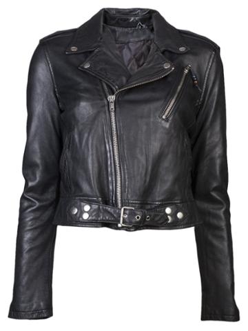 Blk Dnm Cropped Motorcycle Jacket