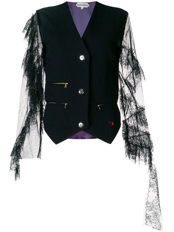 Giacobino Lace Sleeve Waistcoat - Black