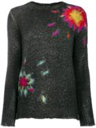 Avant Toi Felt Flower Sweater - Black