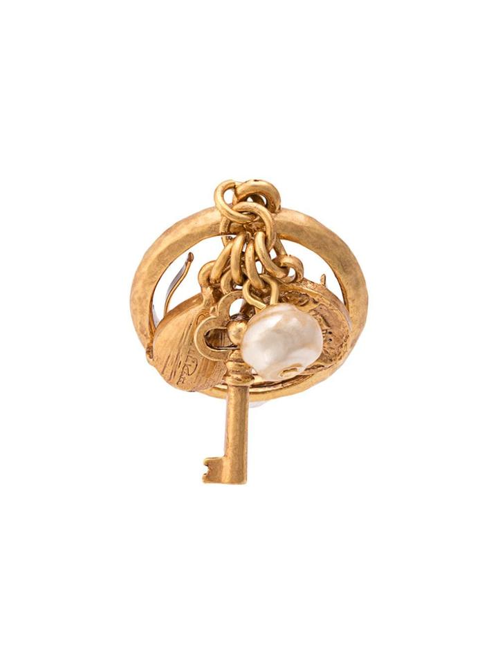 Oscar De La Renta Key Ring With Pearl Embellishment - Gold