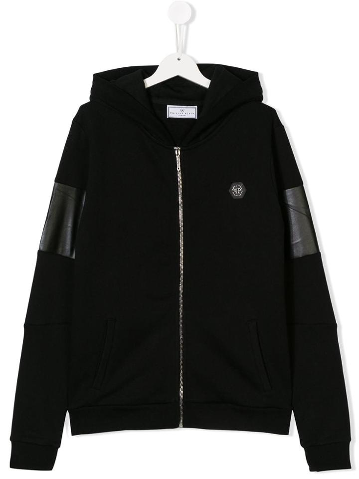 Philipp Plein Junior Teen Tape Sleeve Hoodie - Black